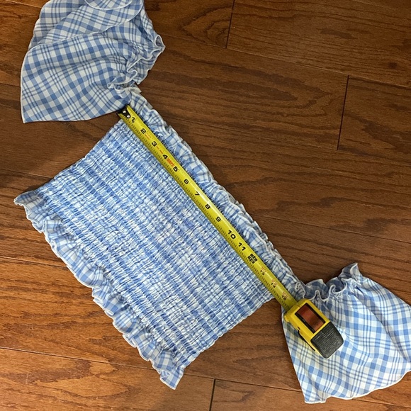 Shein white/blue plaid cropped tube top - Size Medium NWNT with bag - Picture 9 of 11